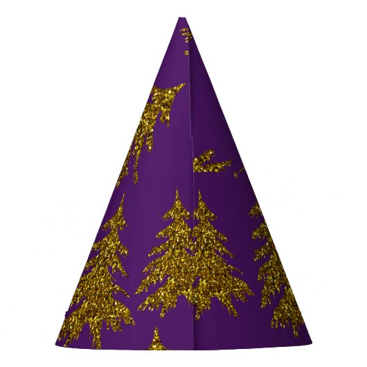Weihnachtsbaum aus Gold Glitzer im lila Hintergrun Partyhütchen (Rückseite)