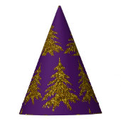 Weihnachtsbaum aus Gold Glitzer im lila Hintergrun Partyhütchen (Vorderseite)