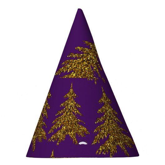 Weihnachtsbaum aus Gold Glitzer im lila Hintergrun Partyhütchen (Rechts)