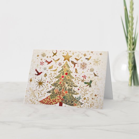 Weihnachtsbaum aus Gold Glitzer mit Cut-Outs Karte (Vorderseite)