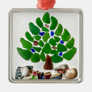 Weihnachtsbaum aus grünem Glas Ornament Aus Metall