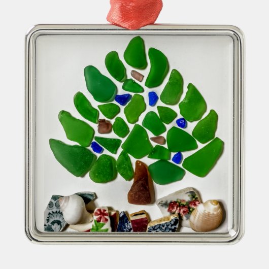 Weihnachtsbaum aus grünem Glas Ornament Aus Metall (Vorne)