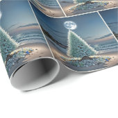 Weihnachtsbaum aus Meerglas im Mondschein Geschenkpapier (Rolleneckpunkt)