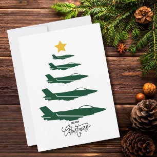 Weihnachtsbaum aus Militärflugzeugen & Foto Luftfa Feiertagskarte