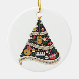 Weihnachtsbaum aus Musikinstrumenten Keramik Ornament