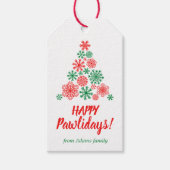 Weihnachtsbaum aus Pfotenschneeflocken Geschenkanhänger (Vorderseite)