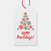 Weihnachtsbaum aus Pfotenschneeflocken Geschenkanhänger (Rückseite)