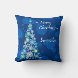 Weihnachtsbaum aus Schneeflocken. Kissen