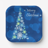 Weihnachtsbaum aus Schneeflocken. Pappteller (Vorderseite)