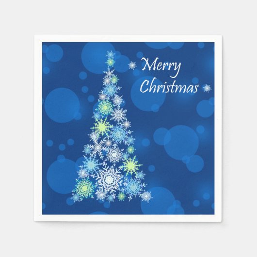 Weihnachtsbaum aus Schneeflocken. Serviette (Vorderseite)