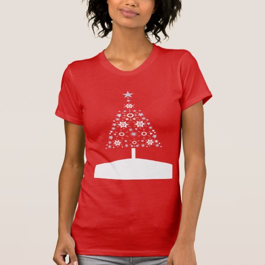 Weihnachtsbaum aus Schneeflocken und Sternen T-Shirt (Vorderseite)