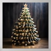 Weihnachtsbaum aus Weinflaschen Poster (Vorne)