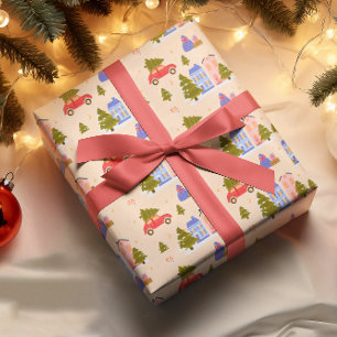 Weihnachtsbaum Auto Haus Illustrationsmuster Geschenkpapier