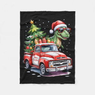 Weihnachtsbaum Auto LKW Dinosaurier Trex Weihnacht Fleecedecke