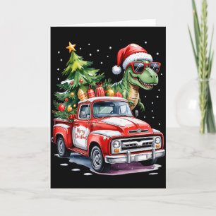 Weihnachtsbaum Auto LKW Dinosaurier Trex Weihnacht Karte