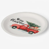 Weihnachtsbaum & Auto-Papierplatten Festlich Pappteller (Schrägansicht)