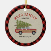 Weihnachtsbaum Autos Imitate Tweed Kariert Keramik Ornament (Vorne)