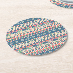 Weihnachtsbaum Aztec Style Paper Runder Pappuntersetzer