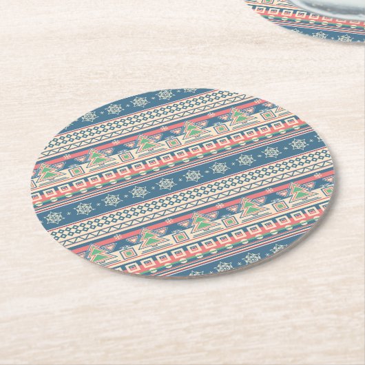 Weihnachtsbaum Aztec Style Paper Runder Pappuntersetzer (Angewinkelt)