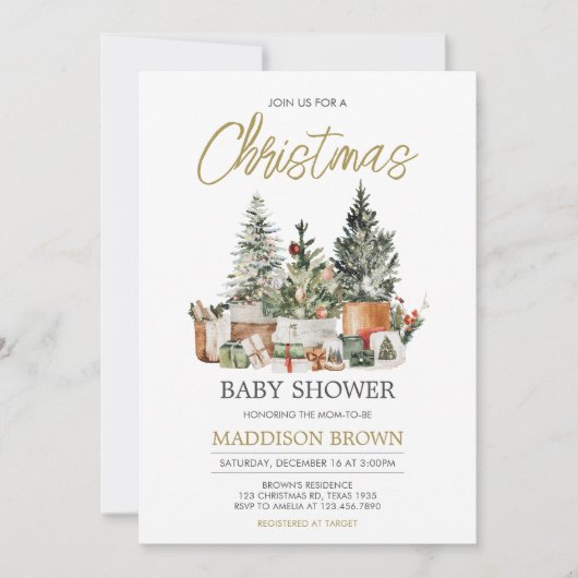 Weihnachtsbaum-Baby-Dusche Einladung (Vorderseite)