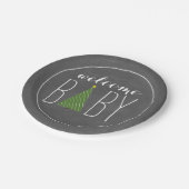 Weihnachtsbaum-Baby-Dusche - Kreide inspiriert Pappteller (Schrägansicht)