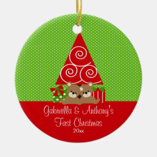 Weihnachtsbaum-Baby-Zwillings-erste Keramik Ornament