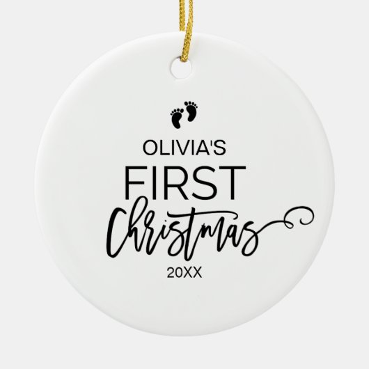 Weihnachtsbaum Baby's First Christmas Holiday Keramikornament (Vorne)