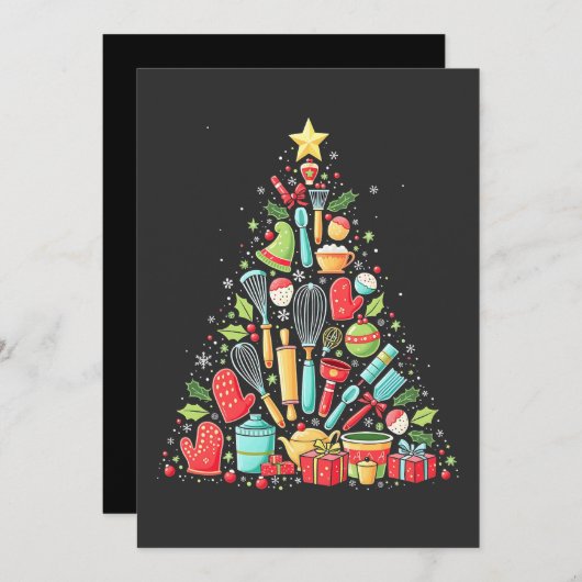 Weihnachtsbaum Backen Koch Cook Xmas Einladung (Vorne/Hinten)