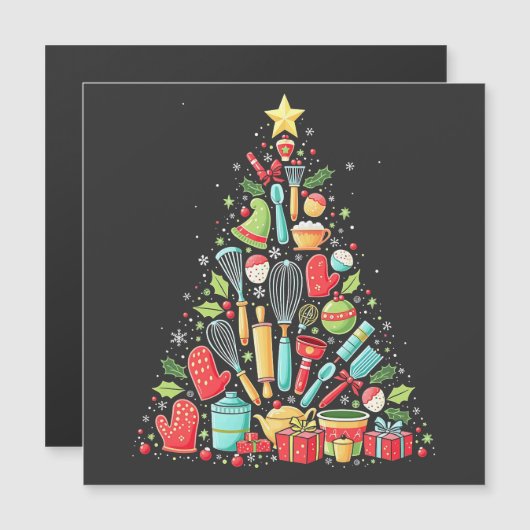 Weihnachtsbaum Backen Koch Cook Xmas Magnetkarte (Vorne/Hinten)