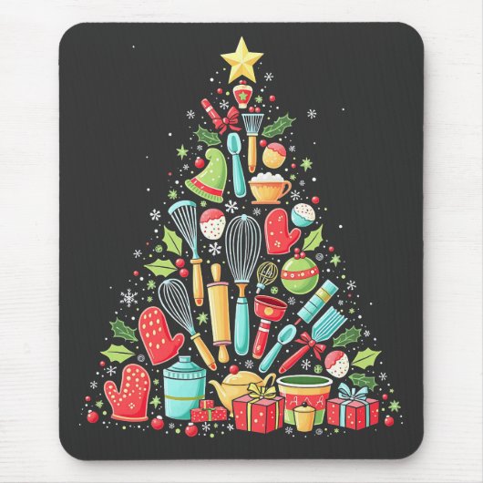 Weihnachtsbaum Backen Koch Cook Xmas Mousepad (Vorne)