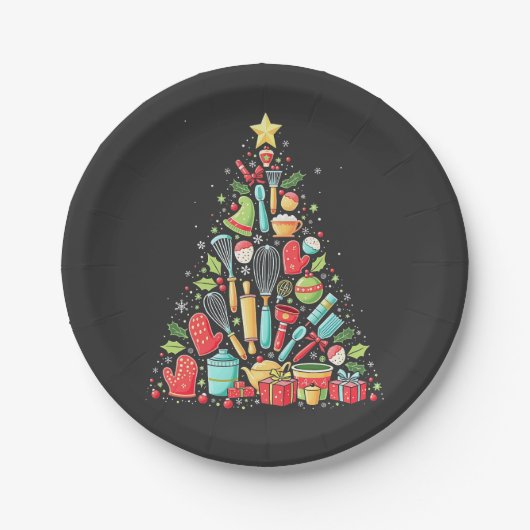 Weihnachtsbaum Backen Koch Cook Xmas Pappteller (Vorderseite)