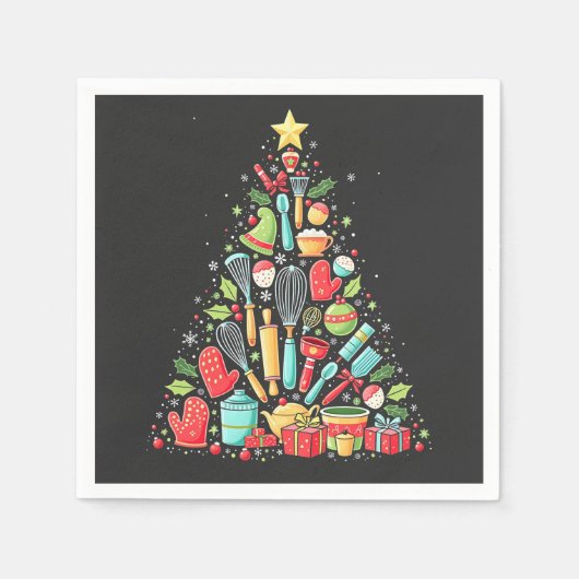 Weihnachtsbaum Backen Koch Cook Xmas Serviette (Vorderseite)