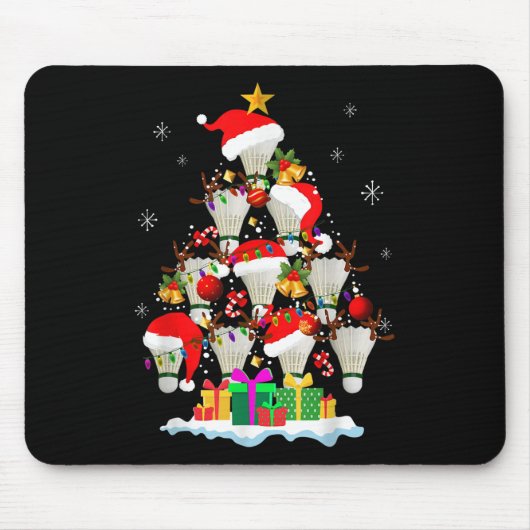 Weihnachtsbaum Badminton Ball Weihnachtsmannmütze Mousepad (Vorne)