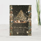 Weihnachtsbaum, Bälle, Glocken, Pinecones - Untern Feiertagskarte (Vorderseite)
