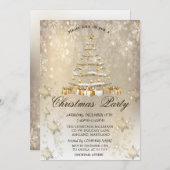 Weihnachtsbaum, Bälle, Schneeflocken Weihnachten Einladung (Vorne/Hinten)