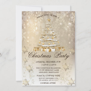 Weihnachtsbaum, Bälle, Schneeflocken Weihnachten Einladung