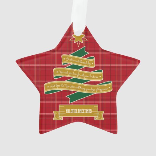 Weihnachtsbaum-Band-rote karierte Ornament (Rückseite)