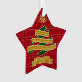 Weihnachtsbaum-Band-rote karierte Ornament (Vorderseite)
