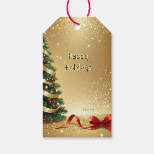 Weihnachtsbaum Bänder Feiertags Geschenkanhänger (Vorderseite)
