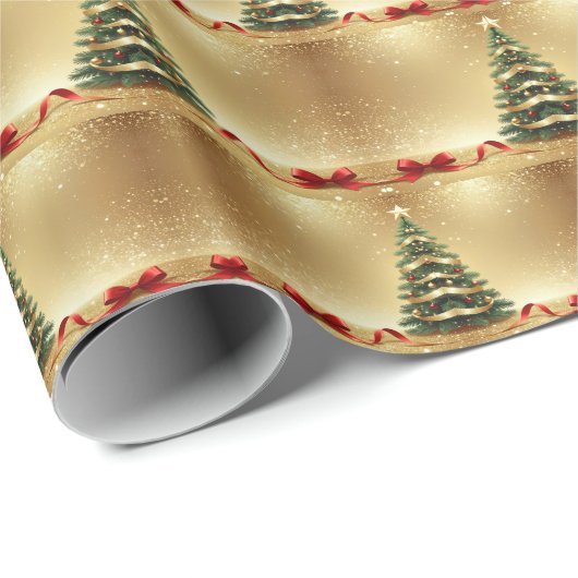 Weihnachtsbaum Bänder Feiertags Geschenkpapier (Rolleneckpunkt)