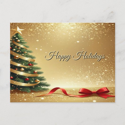 Weihnachtsbaum Bänder Feiertags Postkarte (Vorderseite)