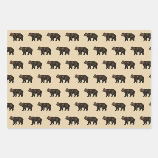 Weihnachtsbaum, Bär und Kiefernbaum Geschenkpapier Set (Vorderseite 3)