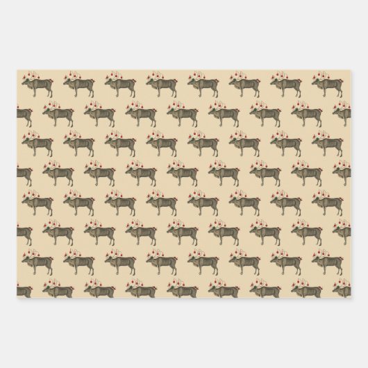 Weihnachtsbaum, Bär und Kiefernbaum Geschenkpapier Set (Vorderseite)