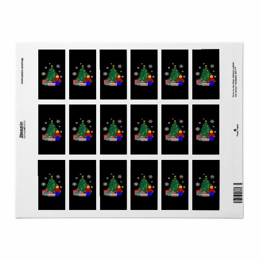 Weihnachtsbaum Baseball Adressaufkleber (Vorne)