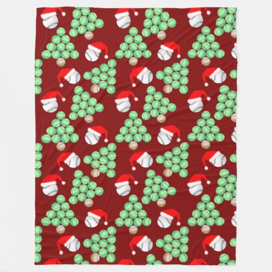 Weihnachtsbaum Baseball-Weihnachtsmannmützen Fleecedecke (Vorderseite)
