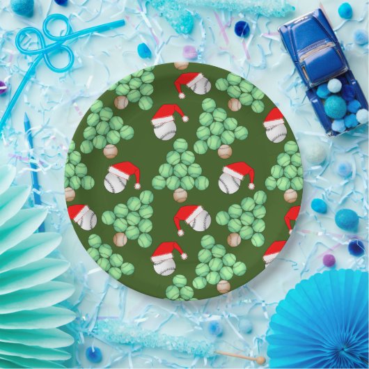 Weihnachtsbaum Baseball-Weihnachtsmannmützen Pappteller (Party)