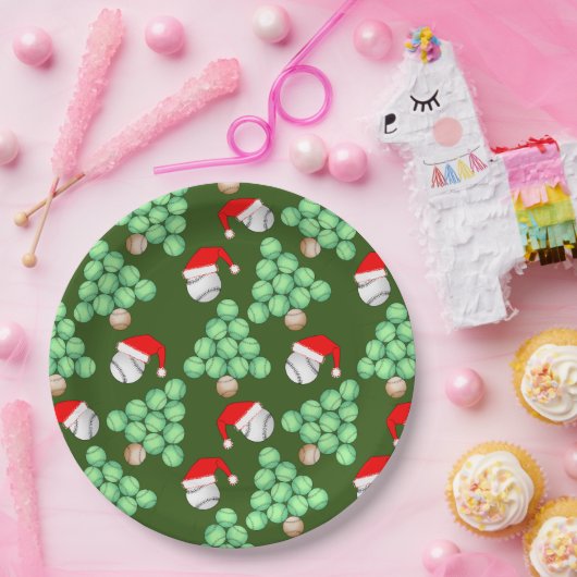 Weihnachtsbaum Baseball-Weihnachtsmannmützen Pappteller (Party)