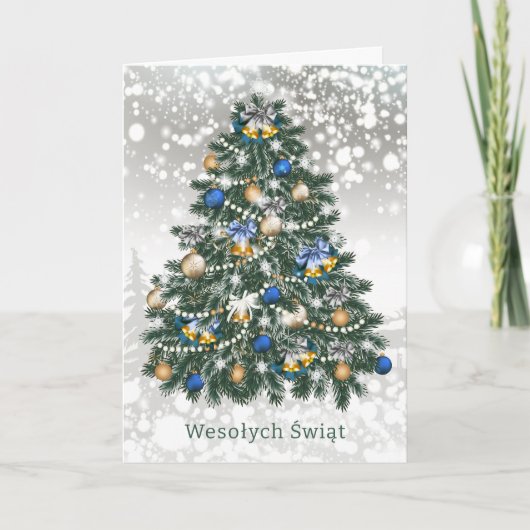 Weihnachtsbaum Baubles Polnisch Feiertagskarte (Vorderseite)