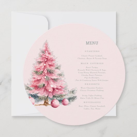 Weihnachtsbaum Baubles Shabby Circle Menu Card Einladung (Vorderseite)