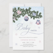 Weihnachtsbaum Baubles Winter Gender Reveal Einladung (Vorderseite)